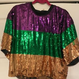 Mardi Gras sequined top